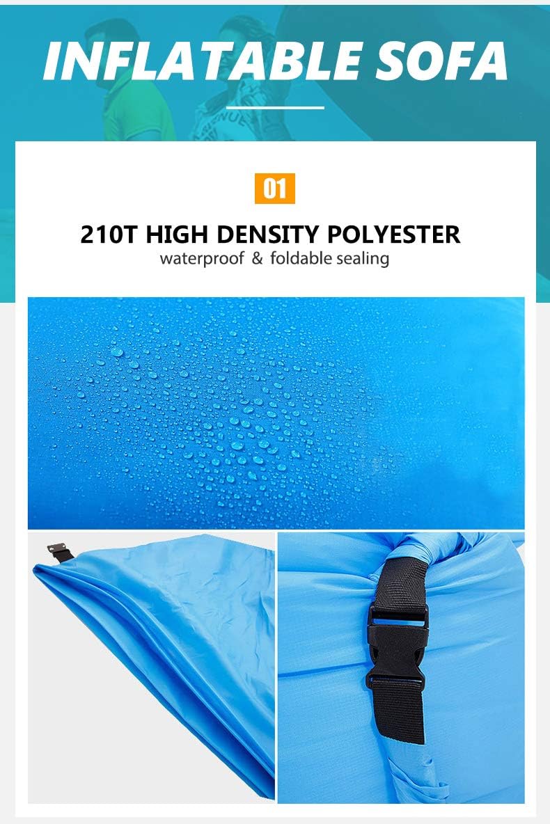 AnHua 1Pcs Random Color Sleeping Bag Waterproof Inflatable Bag Lazy Sofa air Camping Sleeping Bags Adult Beach Lounge Chair Fast Folding Light