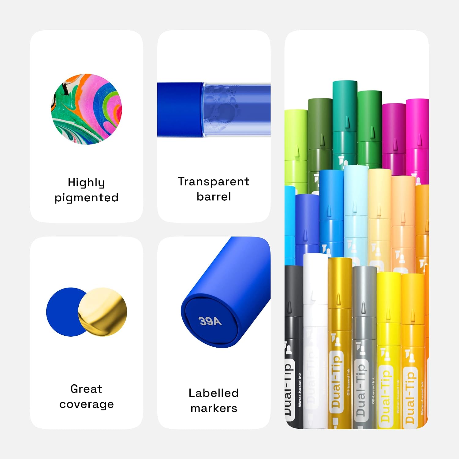 ARTISTRO Acrylic Paint Pens 24 with 2 Metallic Markers Gold & Silver Extra Fine and Medium Tip + Chisel, Paint Markers for Canvas, Metal, Rocks, Wood, Glass, Plastic