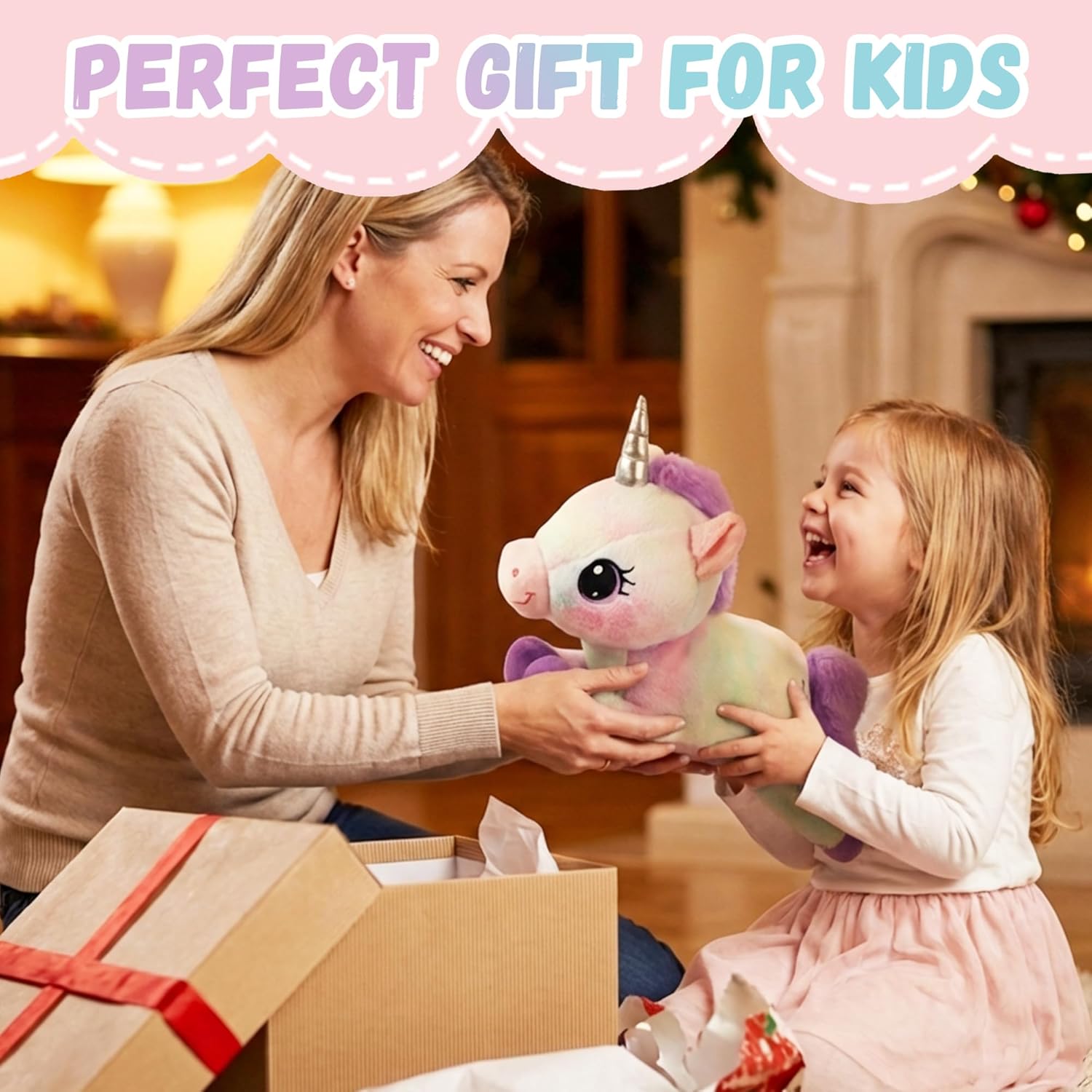 little tigers Unicorn Mommy Stuffed Animal with 4 Babies in Tummy, 5-in-1 Soft Unicorn Plush Toy Pillow, Stuffed Animal Gifts for Girls Kids Toddlers Birthday Christmas Easter