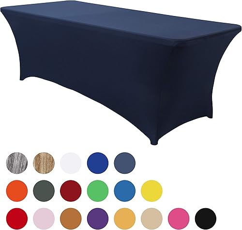 Miniatura 343 de Obstal Funda de mesa de elastano elástica de 4 pies para mesas plegables estándar, paquete de 2 manteles rectangulares universales ajustables