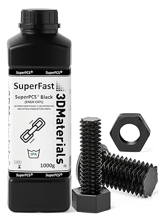 SuperPCS 3D Printer Resin, Toughest and Fastest, 50um 1.8GPa Print in 1.5 sec, Made in Korea by 3DMaterials (1000g, Black)