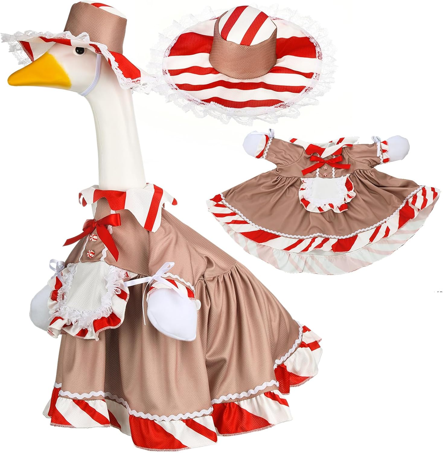 Suzile 4th of July Patriotic Goose Outfit Independence Day Dresses Clothes for 23" High Cement or Plastic Porch Goose Costume for Yard Lawn Outdoor Garden Patio Statue American Flag Holiday Decor