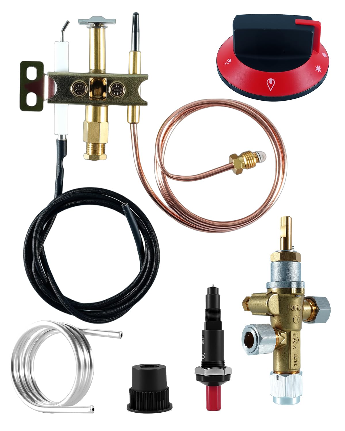 LP Gas Fire Pit Safety Control Valve Kit with Pilot Burner