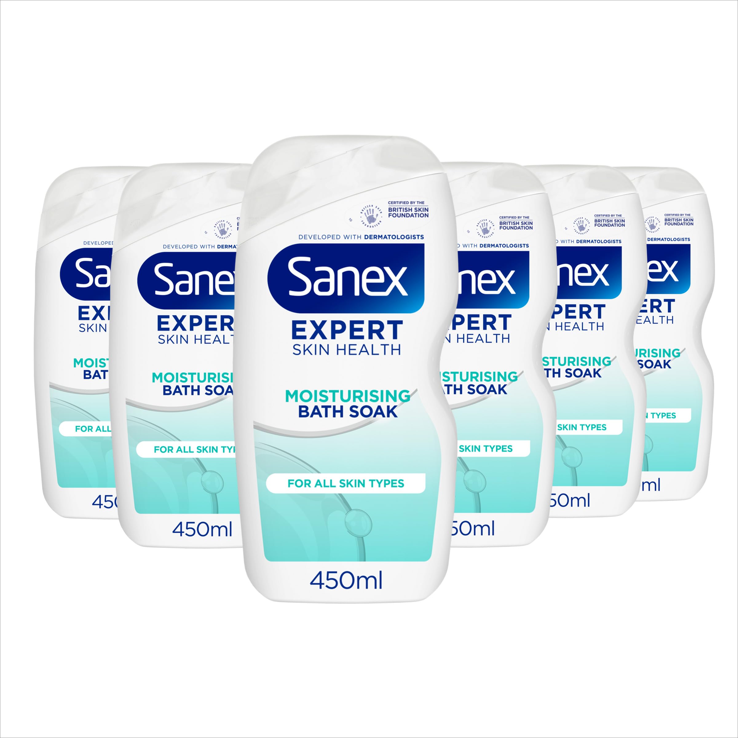 Sanex Biomeprotect Moisturising Bath Foam 450Ml Pack Of 6, Gently Cleanses Skin, Microbiome Skincare Body Wash (6X450ml)