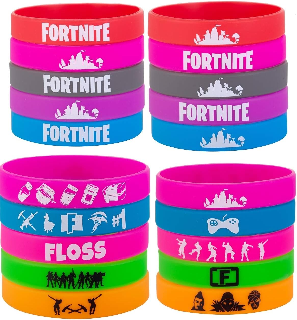 30Pcs Gaming Party Supplies Themed Silicone Bracelets for Kids Birthday Party Supplies Party Favors (colorful)