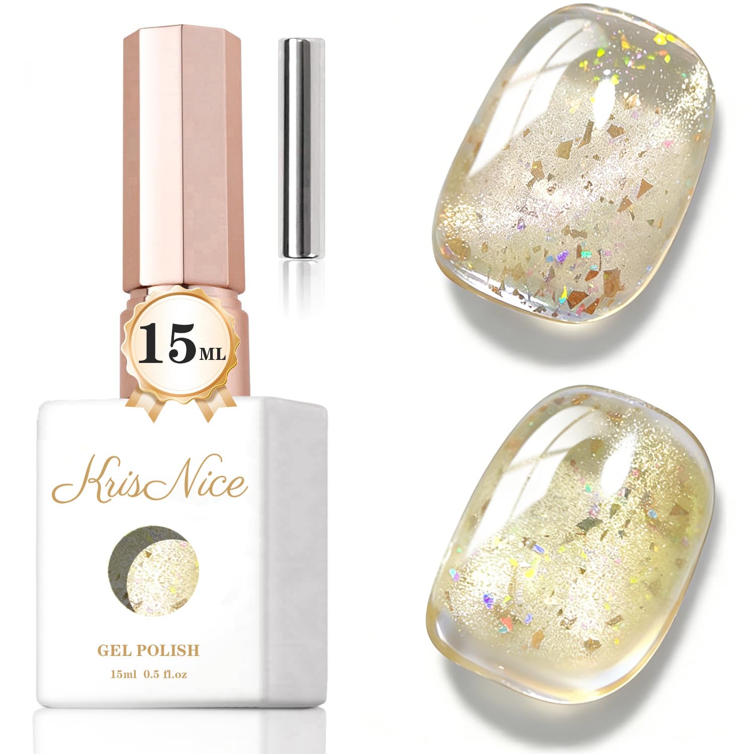 KRISNICE UV Nagellack Cat Eye 15 ML, Gellack mit Magnet, Cat Eye Uv Gel, Glitter Gelnagellack Soak Off Reflective Gel Magnetic Nail Polish für Frauen und Mädchen