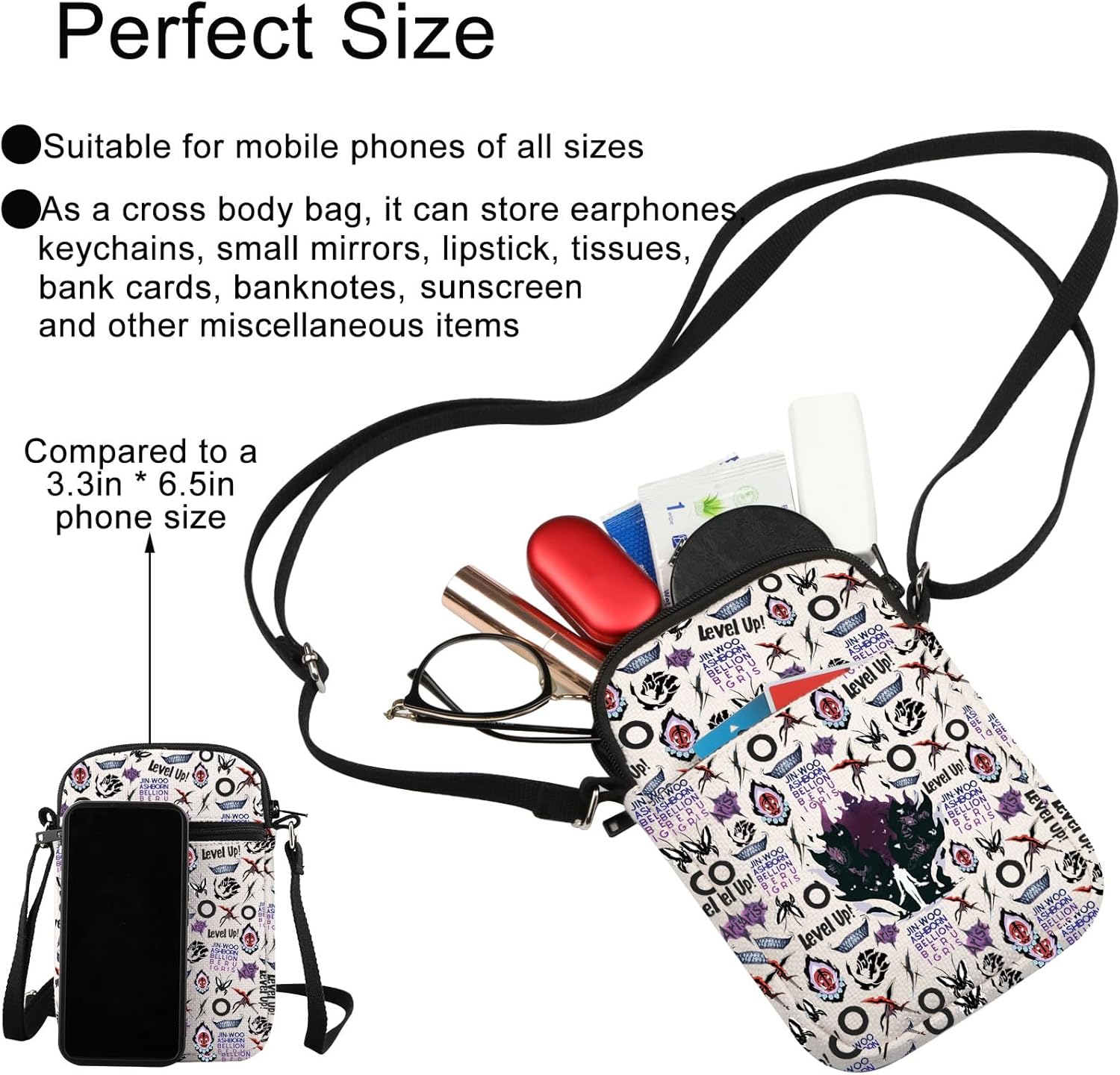 JNIAP Anime Crossbody Bag Anime Fans Gift Shadows Gift Double Dungeon Shoulder Bag - Image 5