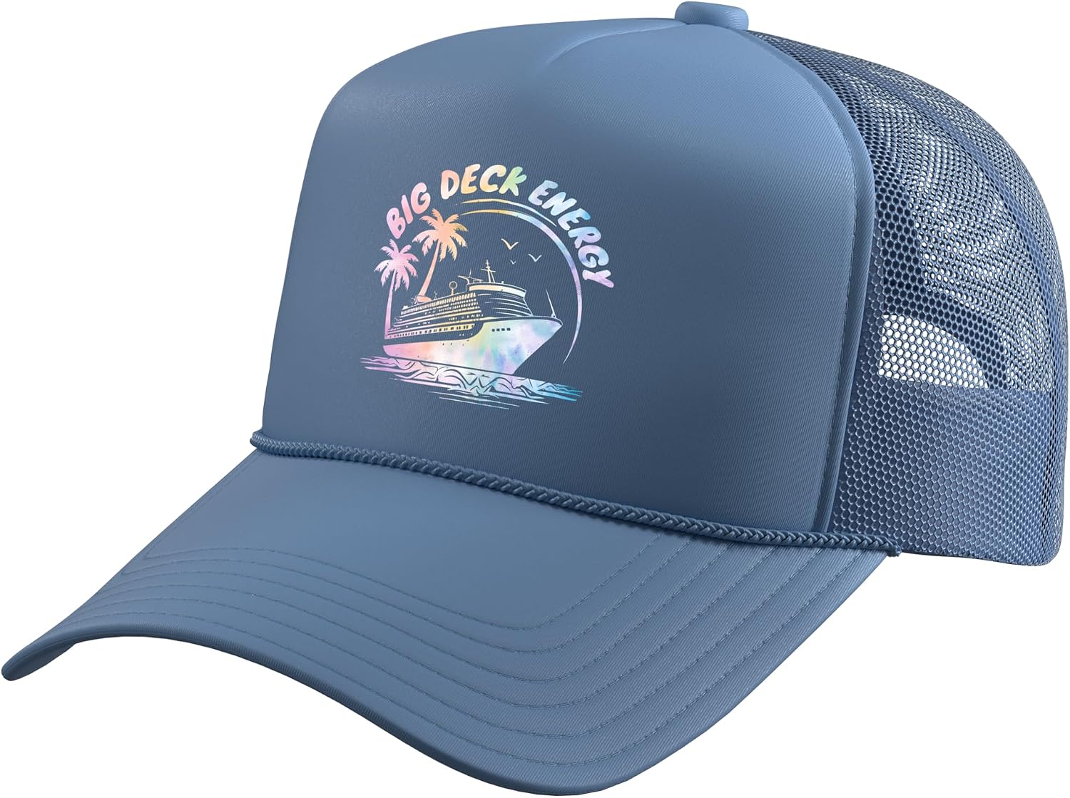 Big Deck Energy Funny Cruise Ship Travel Vacation Tie Dye Trucker Hat with Adjustable Mesh Back