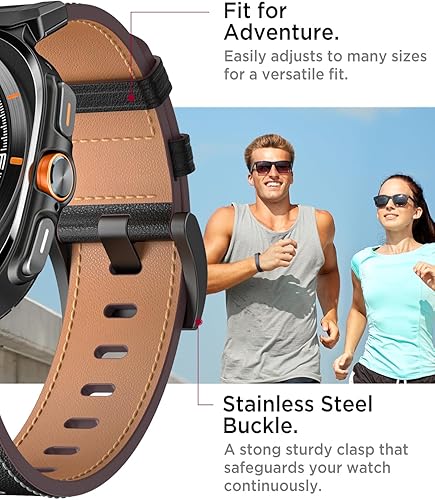 Miniatura 6 de Miimall Leather Band for Samsung Galaxy Watch Ultra 47mm(20252024), Premium Full Grain Leather Strap with Metal Connector, Rugged Elegant