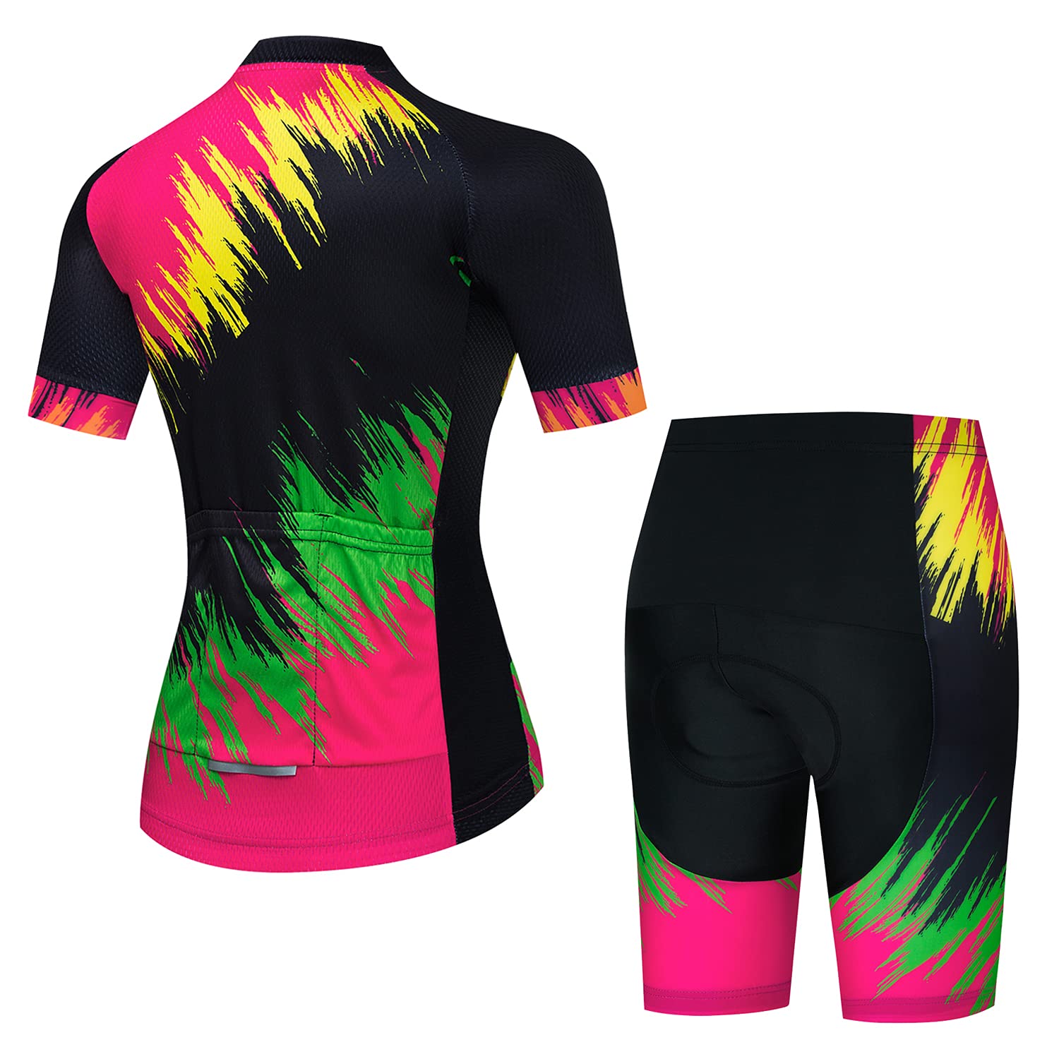 JPOJPO Women's Cycling Jersey and Shorts Set Short Sleeved Bike Jersey Breathable Clothing 3D Gel Pad Shorts Quick-Dry S-2XL