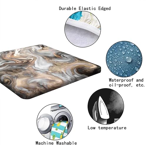 Miniatura 5 de RenteriaDecor Manteles Cuadrados de Mesa de Mármol con Ajuste, Textura de Marmoleado Retro Impermeable de Limpieza Fácil con Borde Elástico,