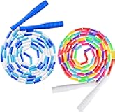 Fezog 2 Pack Rainbow Beaded Kids Jump Rope, Segmented Skipping Rope for Kids Adults, Tangle-Free Rope Skipping Child Jump Rope for Fitness Exercise Training