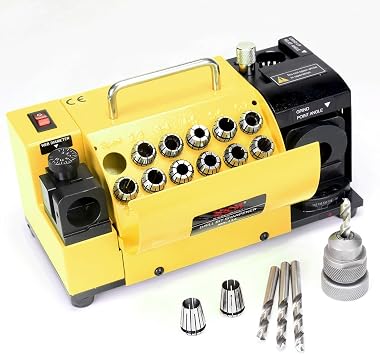 Drill Bit Sharpener, MR-13A End Mill Grinder Sharpener 3-15mm, 95  to 135  Point Angle Adjustable Drill Bit Re-sharpener Portable Bit Sharpening Machine with 13 Collets