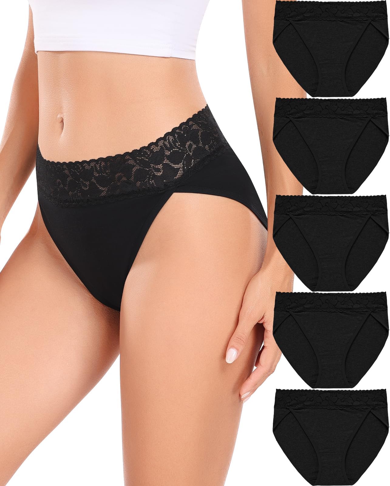 Womens Underwear Cotton Bikini Panties High Cut Lace Panty Stretch Hipster Underpants Ladies Briefs S-XXL