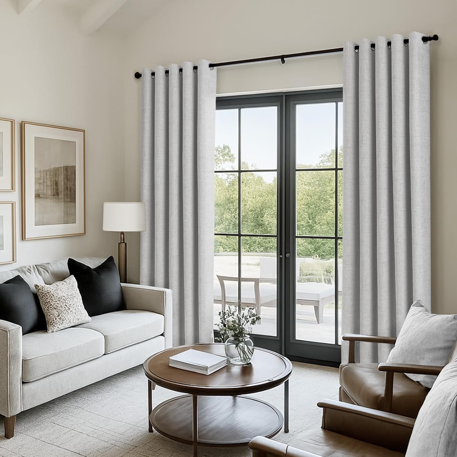 100% Blackout Shield Sliding Door Curtains, Extra Wide Curtains 96 Inch Long, Patio Door Grommet Drapes for Living Room, 100”W x 96”L, Grey