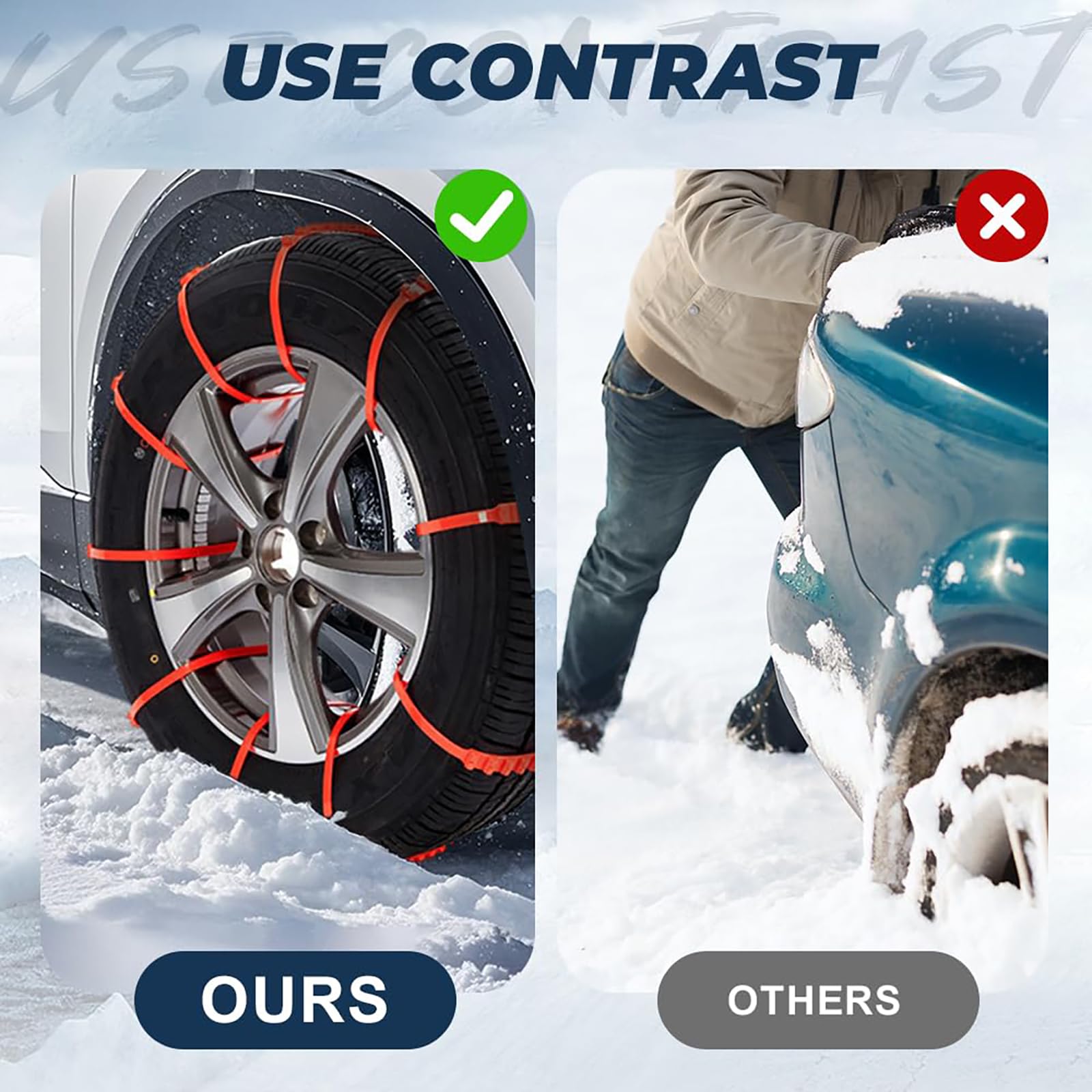 Cadenas de nieve universales ajustables para automóviles y SUV, bridas antideslizantes de emergencia para neumáticos para hielo y barro, juego de 10 piezas