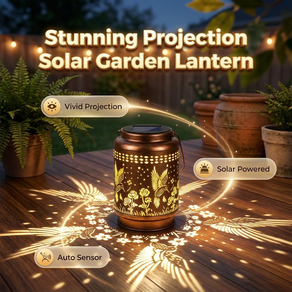 Hummingbird Sunflower Solar Lanterns Outdoor, 2026 New Solar Garden Lantern, Waterproof Outdoor Lantern for Decor, Decorative Glow in the Dark Solar Lanterns for Patio, Gifts for Women (3)