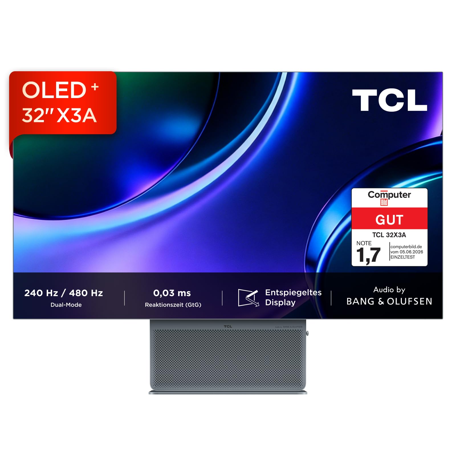 TCL 32X3A OLED+ 4K Gaming Monitor 31,5 Zoll, 240Hz / FHD 480Hz, USB-C 90W