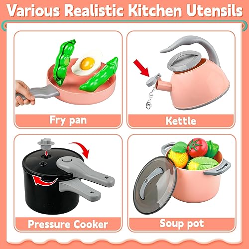 Miniatura 3 de Comida de juguete, accesorios de cocina de juego, juego de cocina, ollas de juego de cocina de simulación, sartenes, utensilios de cocina, cortar