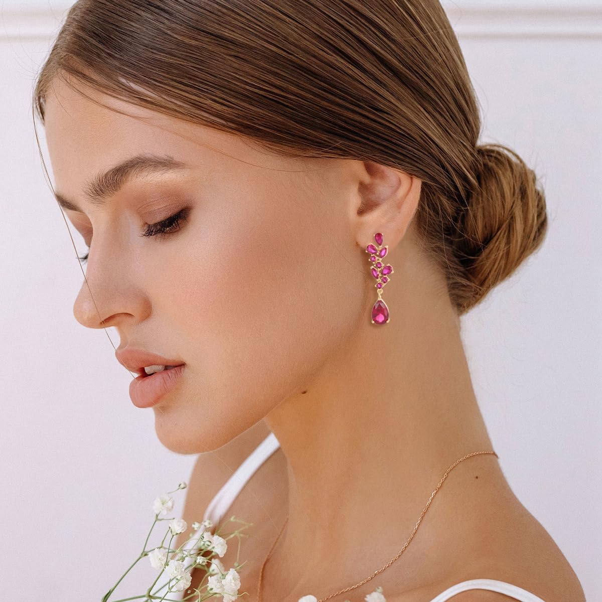 Teardrop Wedding Bridal Dangle Earrings for Brides Birdesmaid,Crystal Cubic Zirconia Chandelier Dangling Earring Gold/Silver Plated Diamond Drop Earrings for Prom Pageant - Image 6