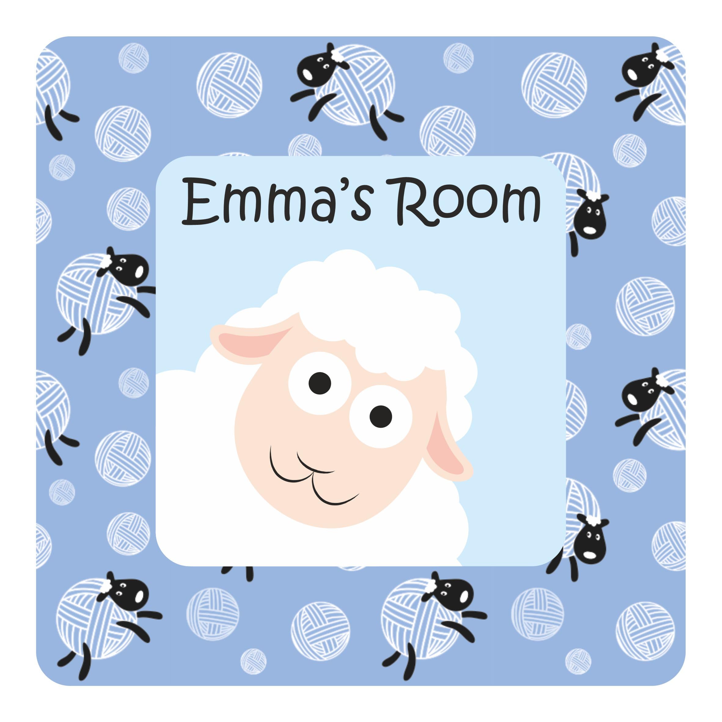 Sheep Kids Bedroom Door Sign Personalised for You - Any Name! Door Plaque,Girls/Boys,Nursery,Decor,Kids Room,Animals Multicoloured