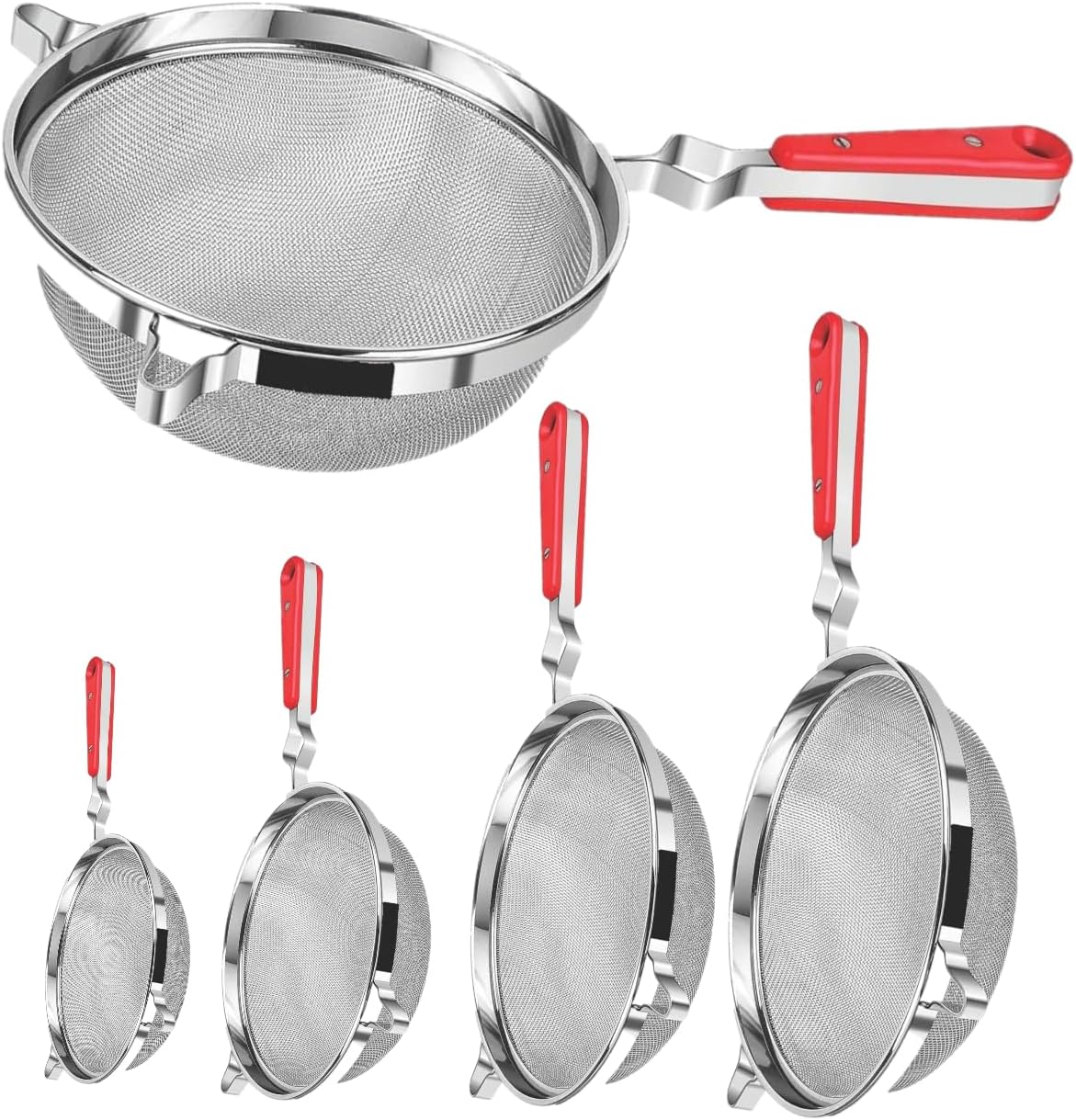 Konquer TimeS Stainless Steel Soup & Juice Strainer/Liquid Filter Combo of 5 Sizes (Pack of 5)