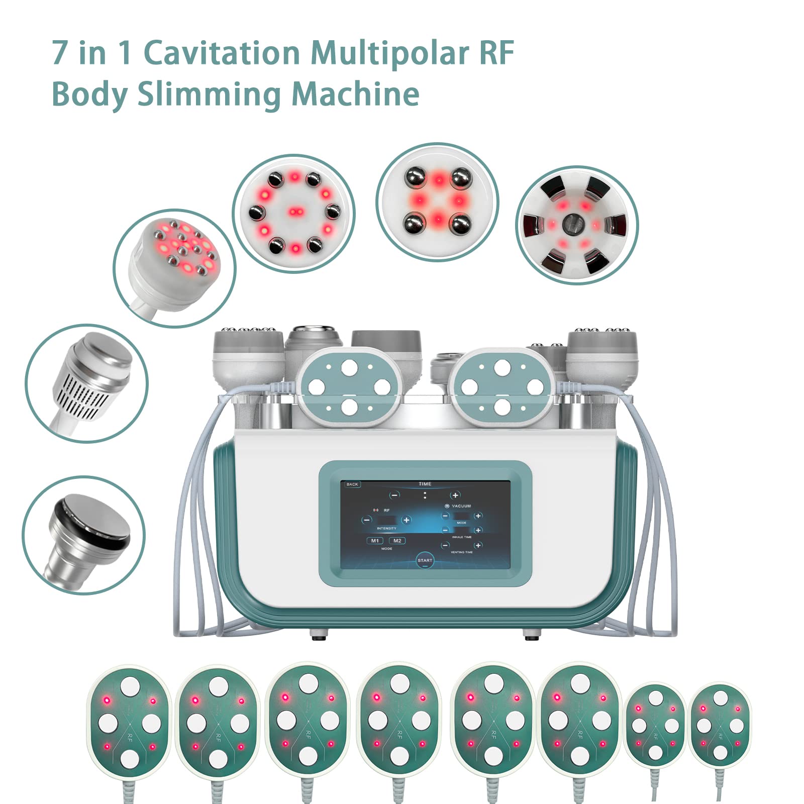 7 in 1 40K Kavitation Körper Schlankheits Maschine Multipolar Vakuum RF Form Sculpting Gerät Laser Pads mit RF für Cellulite Reduktion Hautstraffung Elitzia ET2022PB (Grün)