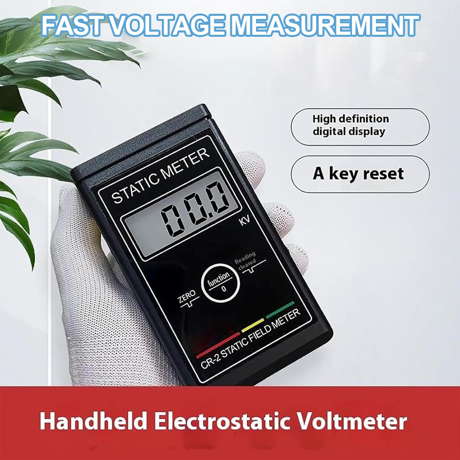 Ręczny tester elektrostatyczny, cyfrowy miernik statyczny 0-50 kV z ekranem LCD, szybka szybkość pomiaru, resetowanie 1-kliknięciem, idealny do testowania tekstyliów i papieru