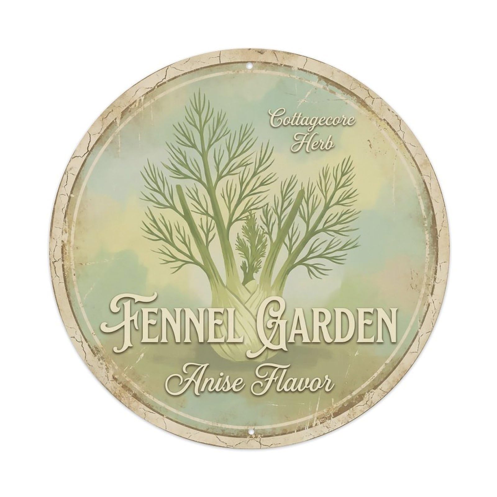 Cxhjca 8X8inch(20X20cm) Vintage Cottagecore Garden Fennel Feathery Anise Metal Tin Sign