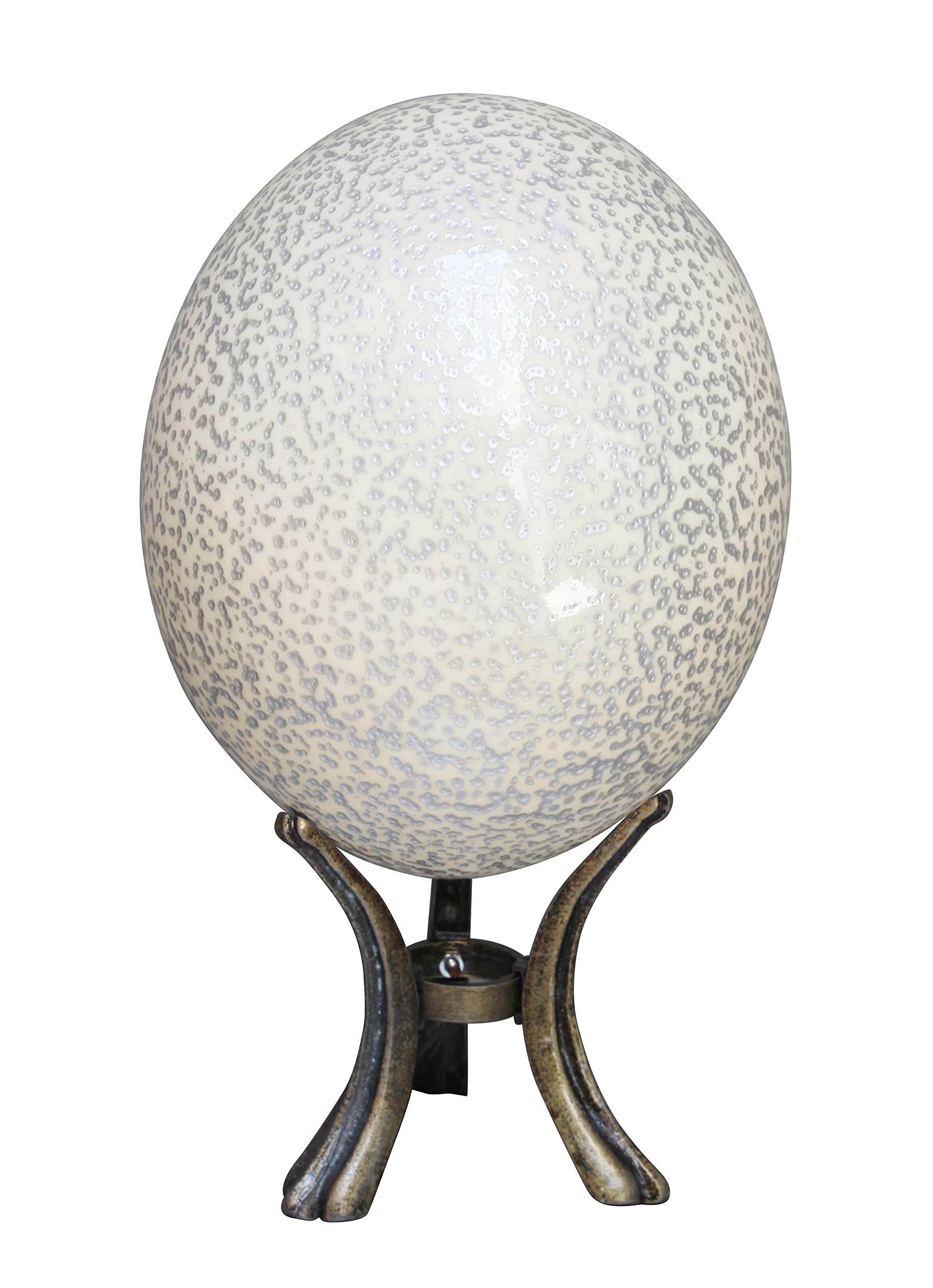 Speckled black ornamental ostrich egg (Silver and white)