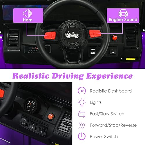 Miniatura 60 de OLAKIDS Camión de paseo para niños, vehículo eléctrico de 12 V con control remoto, automóvil para niños pequeños a batería con música, bocina, 3