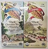 Trader Joe Organic 73% Cacao Dark Chocolate Bar, Dark Chocolate Bar with Almonds 3.51oz 100g (Two Bars)