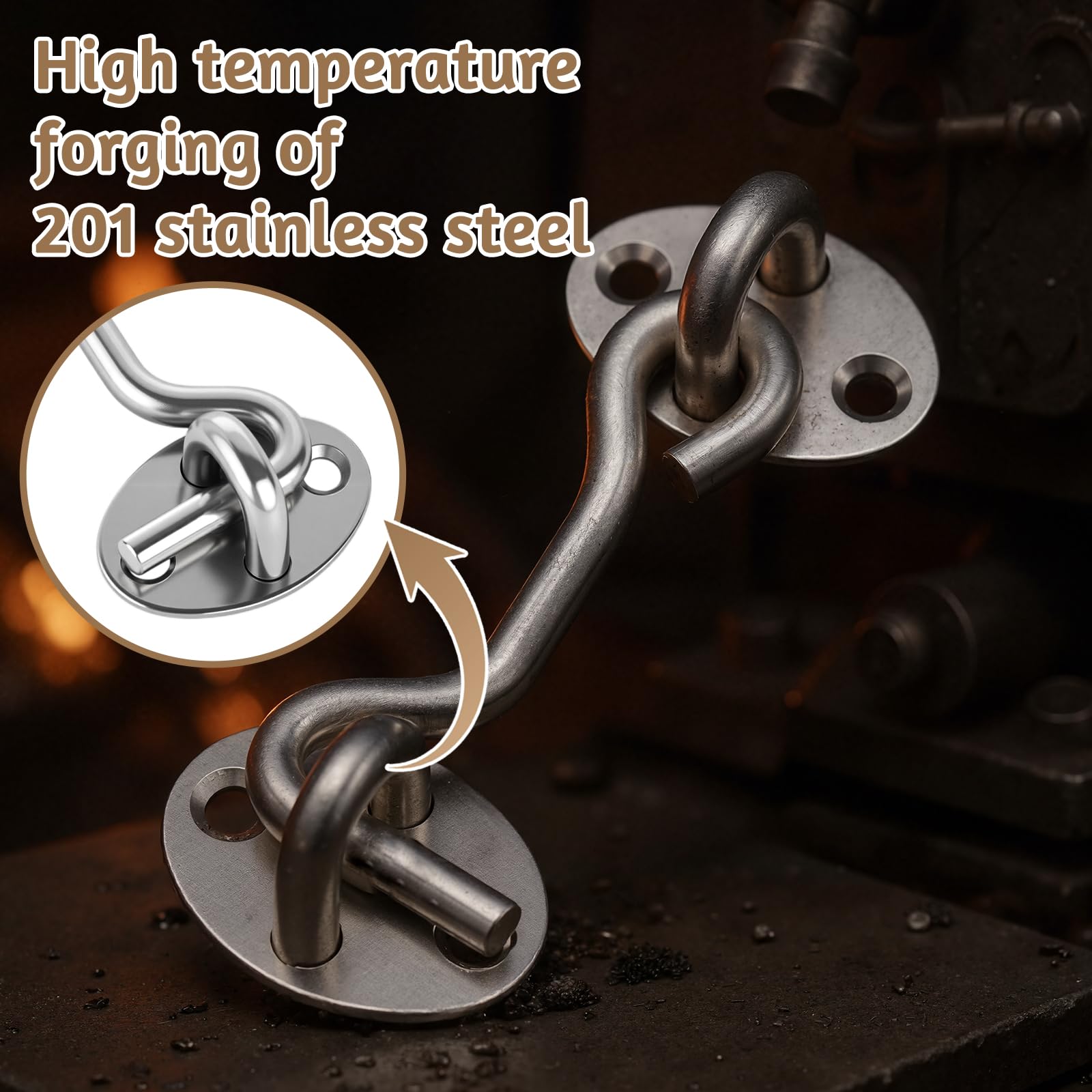 4 ganci da 3 pollici, ganci a vento, serratura a chiavistello, in acciaio inox con fori, design resistente alla ruggine e alla resistenza, con 16 viti, per garage, fienili, porte e finestre