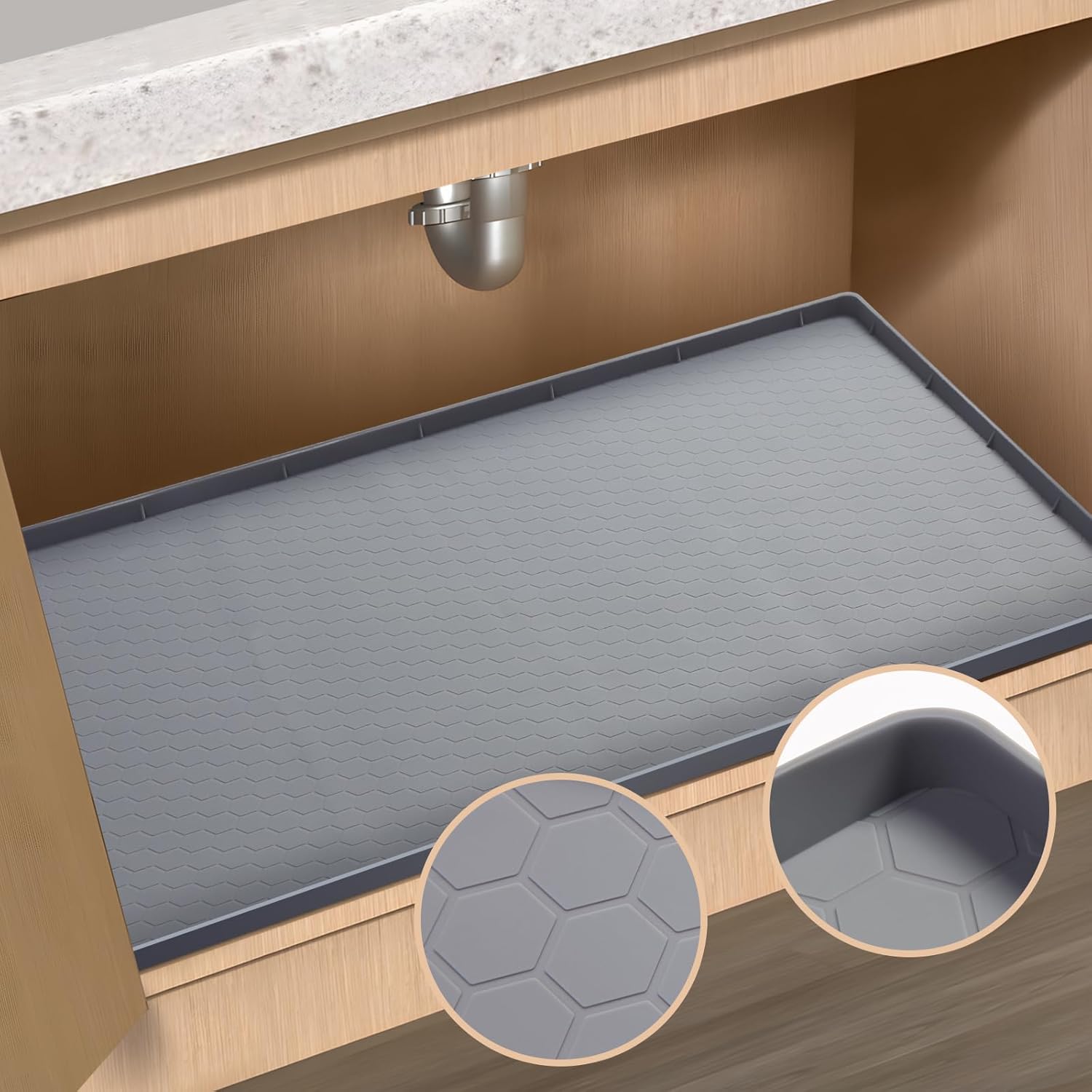 Under Sink Mat ，34 X 22 in Under Sink Mats for Kitchen