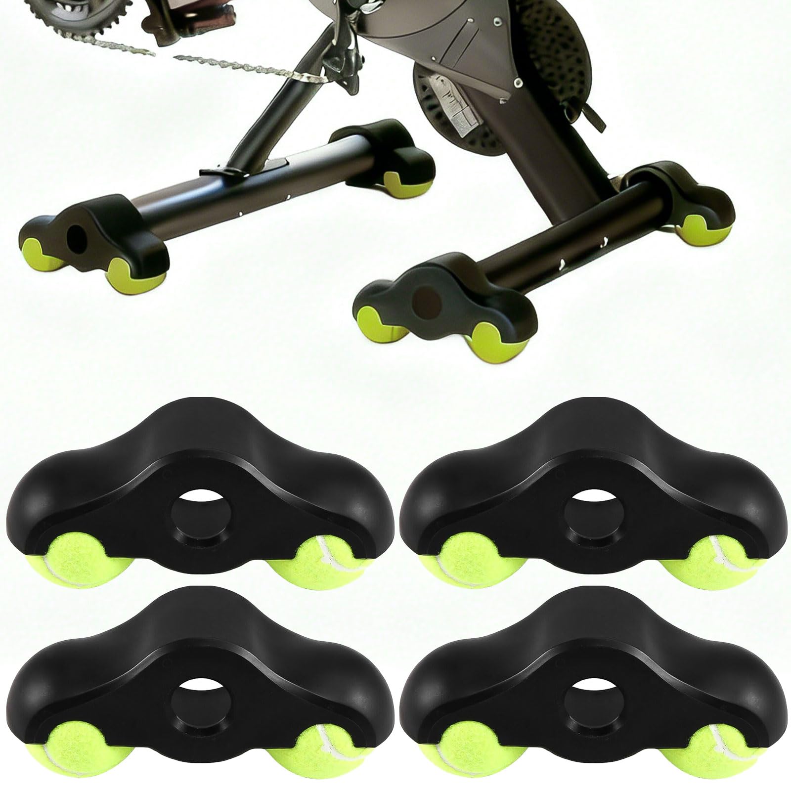 4 Pezzi Rocker Plate Feet, Accessori per Kickr Core 2 Rullo da Allenamento, Ciclismo Indoor Adattatori per Piedi Tennis, con 8 Palline Tennis, piedi Tennis Rullo Allenamento per Wahoo Kickr Core (4)