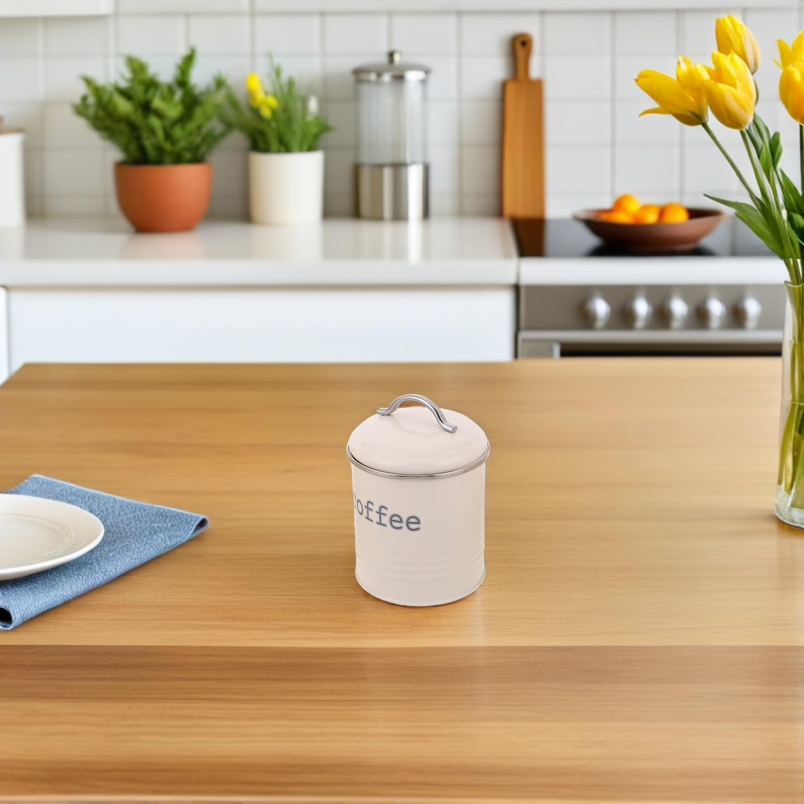 Toyvian 3 Stück Luftdichtes Vorratsgläser aus Eisen in Weiß für Kaffee Zucker und Tee Robust und Stilvoll im Landhausstil für Küchenarbeitsplatte