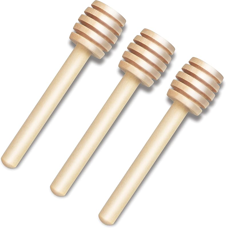 3-Pack Mini Wooden Honey Dipper Sticks Honey Mixing Stirrer | Mini Honey spoon for Honey Drizzling Jar Over Food and Wedding Party Gift