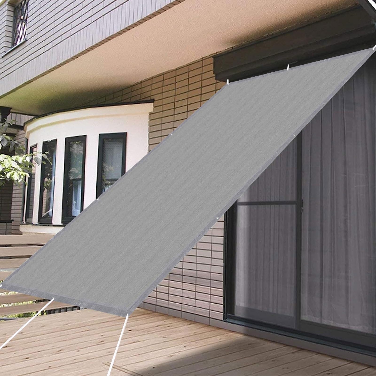 Żagiel przeciwsłoneczny 2.5 x 8 m HDPE 95% blok UV Parawan Altana Pergola z linkami montażowymi na Balkon Taras Ogród, Szary