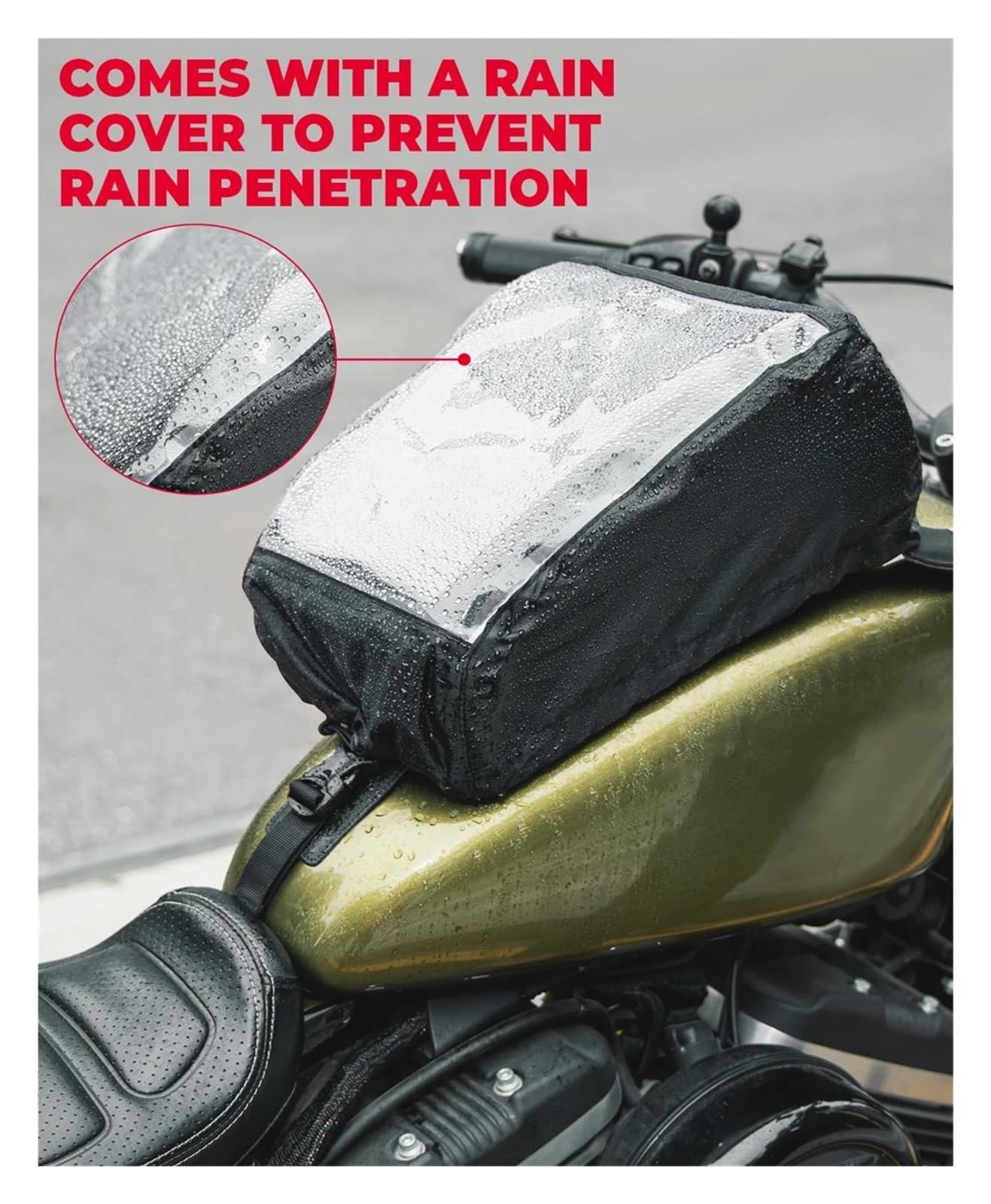 Sacoche de Réservoir de Moto étanche Sacs de réservoir de moto imperméables, sac de téléphone de Navigation pour écran tactile, sacs d'organisation avec housse de pluie pour Sp&or&ts&te&r pour Softail