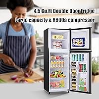 Vista 2 de WANAI Classic Retro Compact Refrigerator 4.5 Cu.Ft - 2 Door Mini Fridge With Adjustable Removable Glass Shelves - Suitable for Dorm, Garage, and