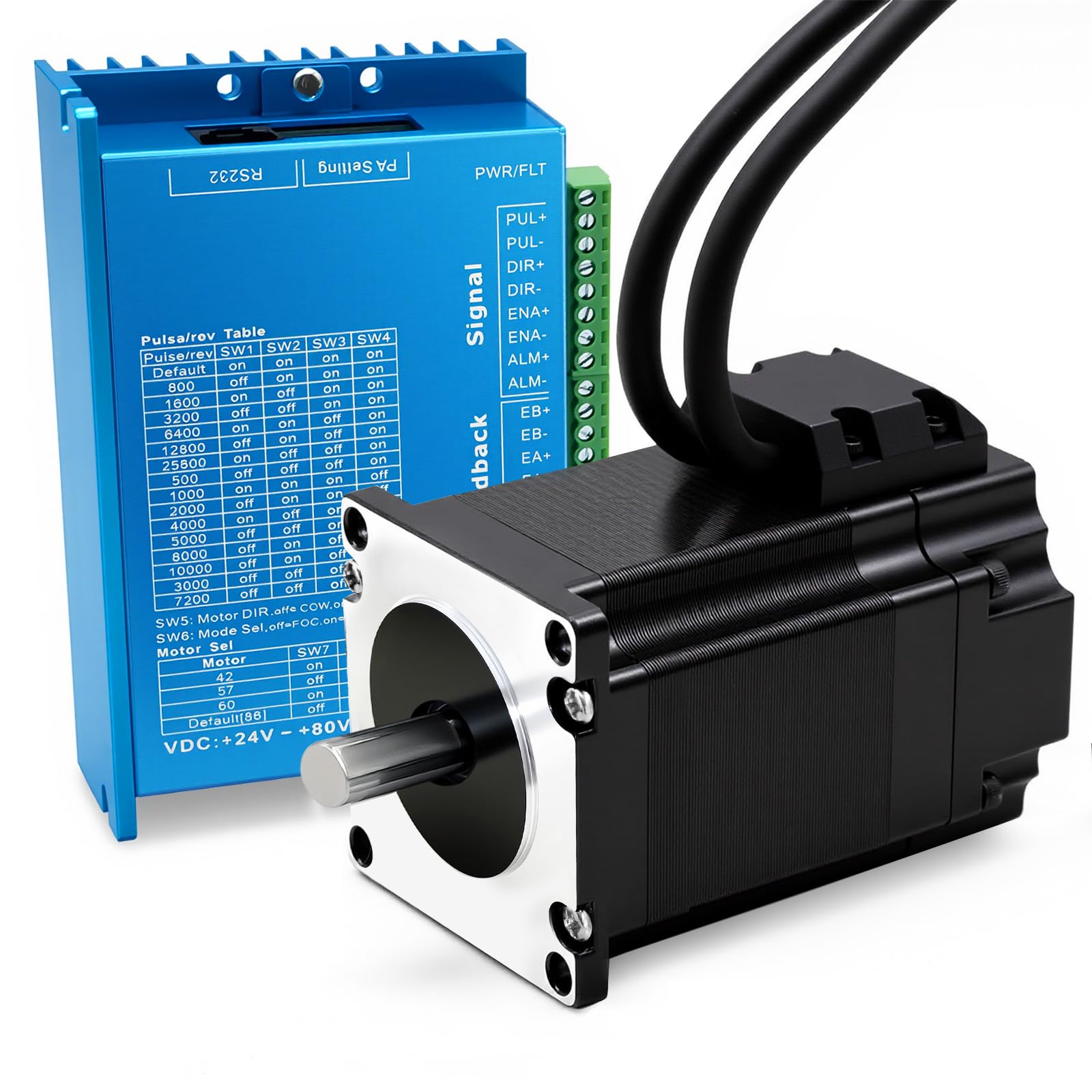 Nema 23 57 mm Closed Loop Kit motore passo-passo DSP leggero 1.2 Nm 1000 Line Encoder motore passo-passo 3.0A 1000PPR & 24-80VDC Stepper Motor Driver 1 asse CNC Kit