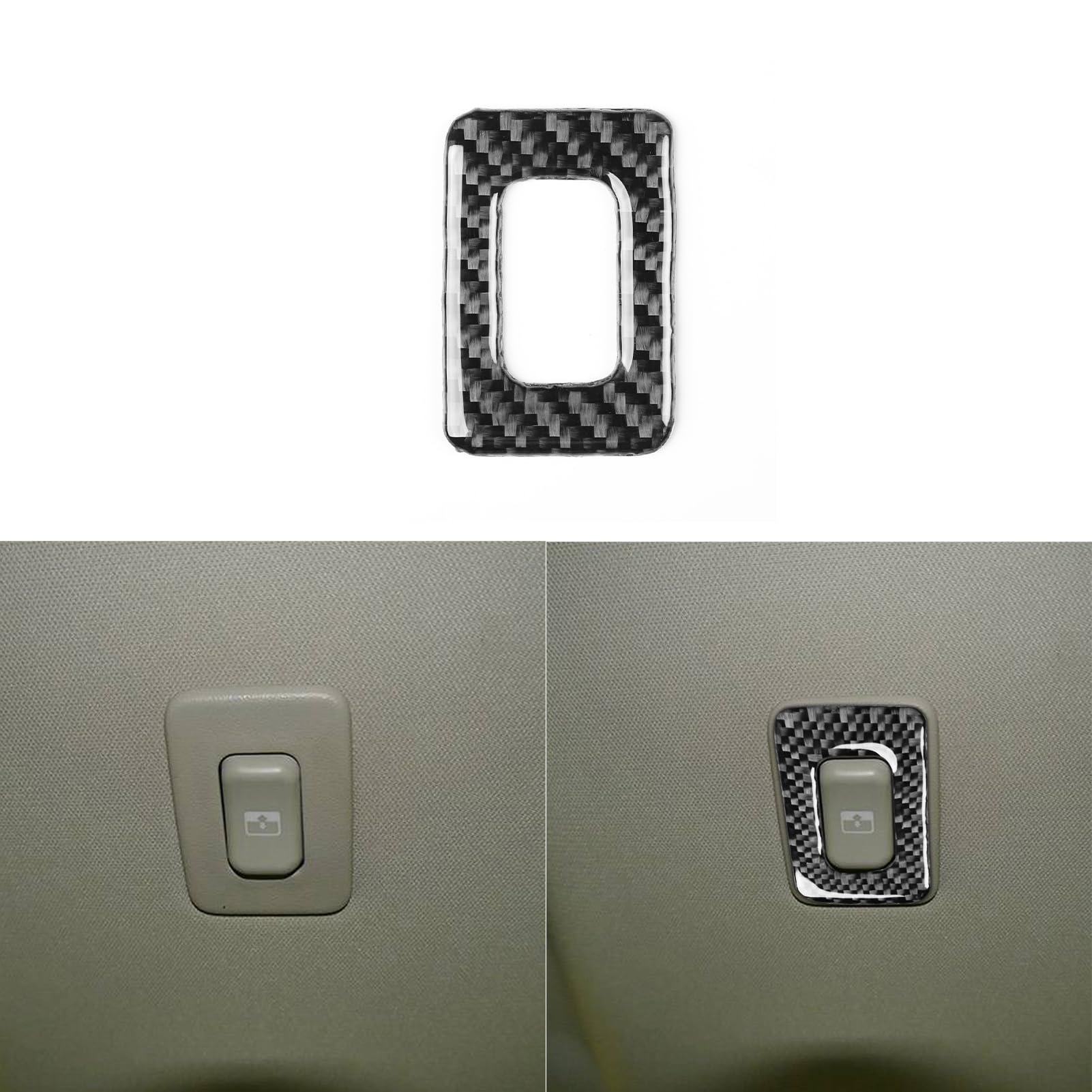 PJFUS Car Roof Sunroof Sunshade Control Button Switch Frame Carbon Fiber Sticker Compatible with Hummer H3 2006 2007 2008 2009 2010 Real Carbon Fiber Interior Accessories Black 1pc