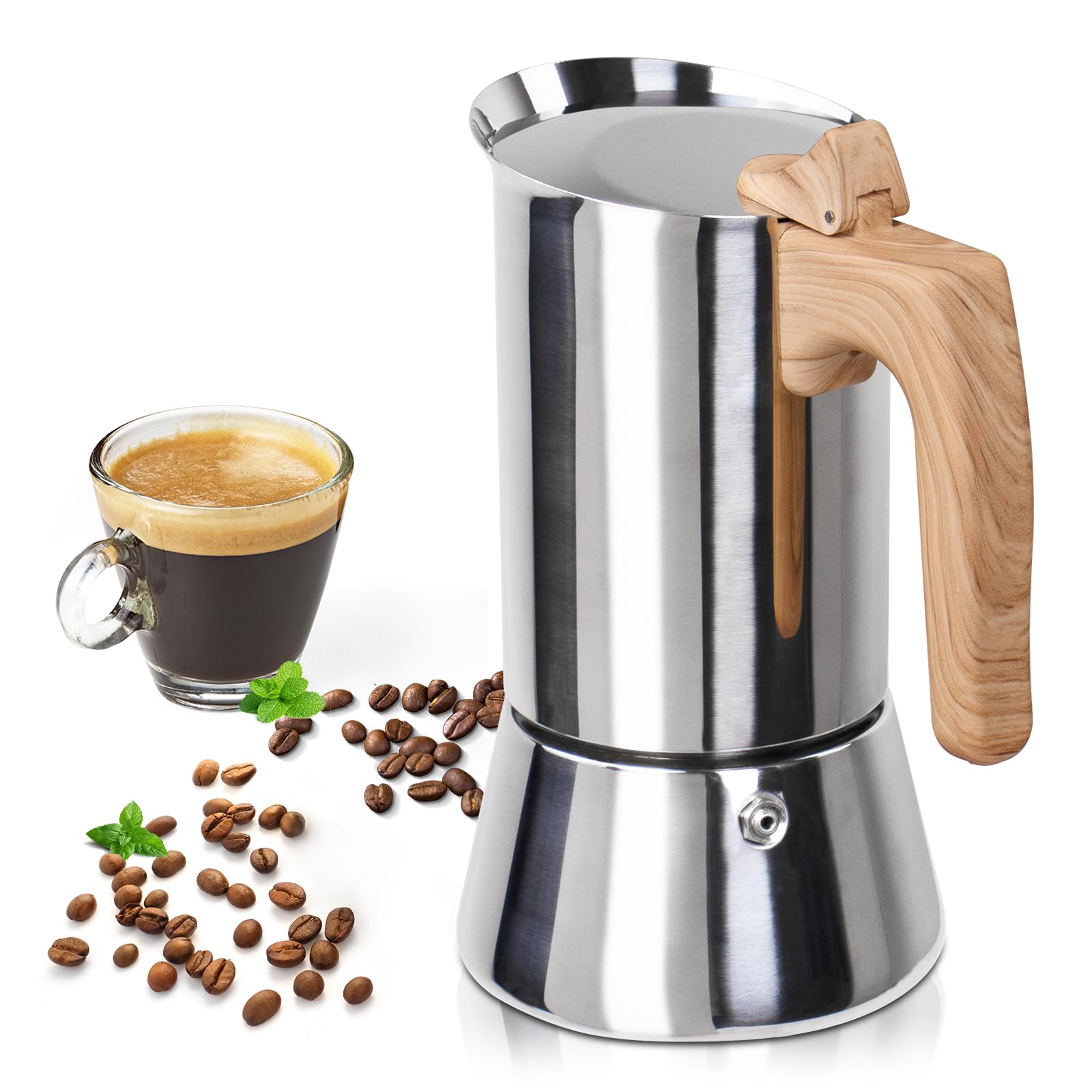 MOKAページ Amazon.com: Uncoated 4 Cup Moka Pot 304 Thickened Stainless Steel