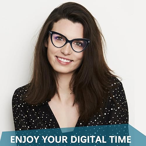 Miniatura 7 de BONCAMOR Paquete de 6 lentes de lectura de ojo de gato para mujer, bloqueo de luz azul, bisagras de resorte de gran tamaño, lectores de computadora