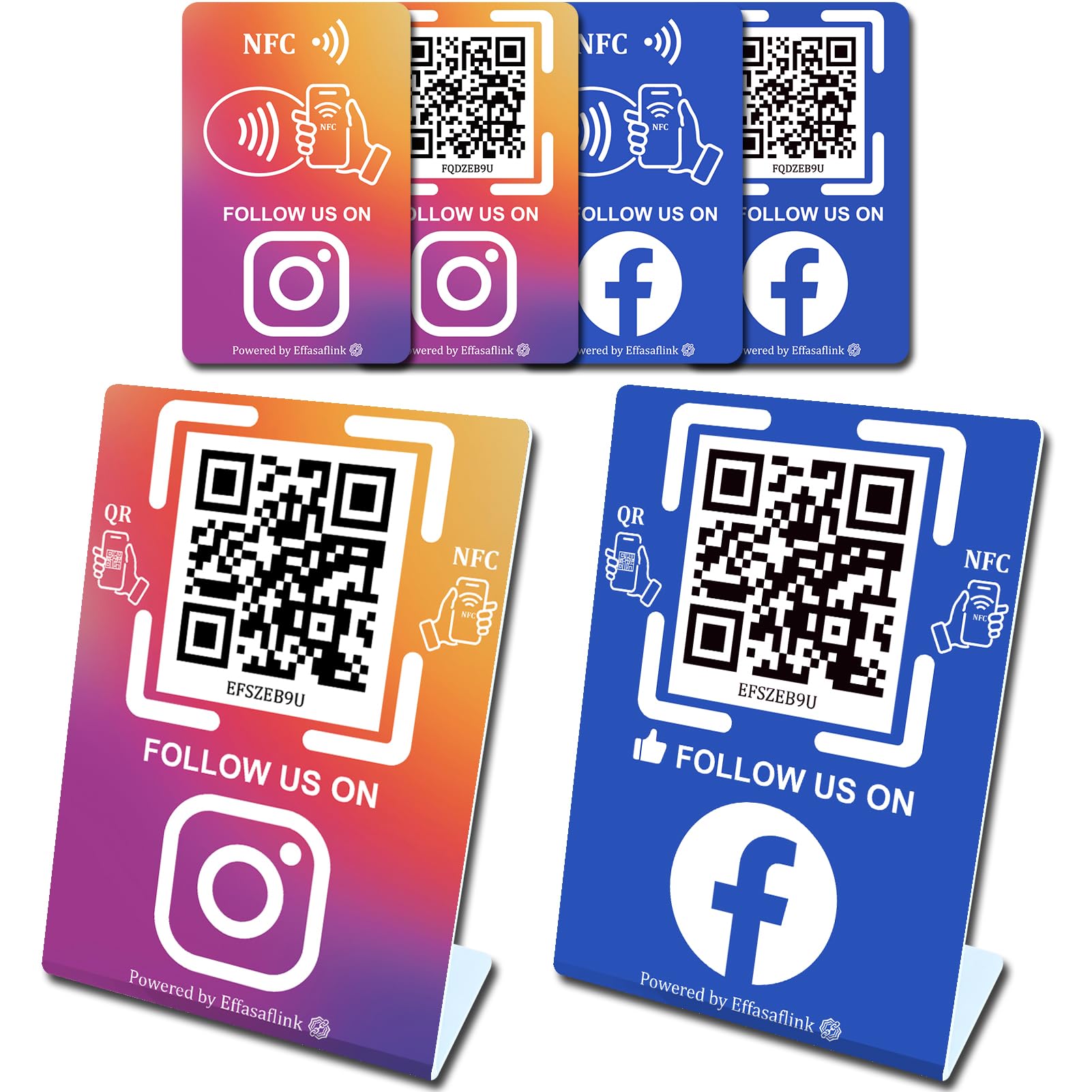 Social Media Stand with NFC & QR Code Sign - Easy and Fast Access to Social Media Page for Customers - Gain More Followers, Simple Setup, No Monthly Fees, For All Businesses, Compatible with Instagram