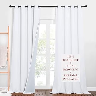 NICETOWN Full Shading Curtains for Windows, Super Heavy-Duty Noise Absorb Lined Blackout Curtains for Bedroom, Privacy Ass...