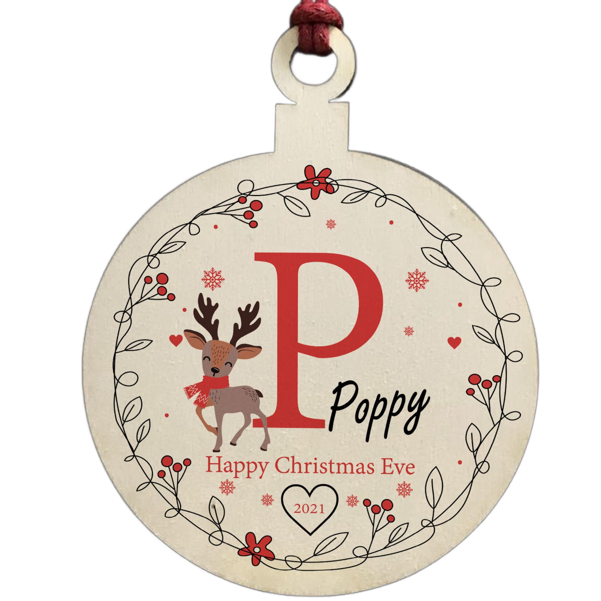Personalised Christmas Eve Box Filler Wood Christmas Bauble Daughter Son Gift