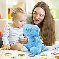 Vista 7 de Regalos para el día de San Valentín para niños, animales de peluche de dinosaurio azul para niños, 9 pulgadas de peluche suave de dinosaurio