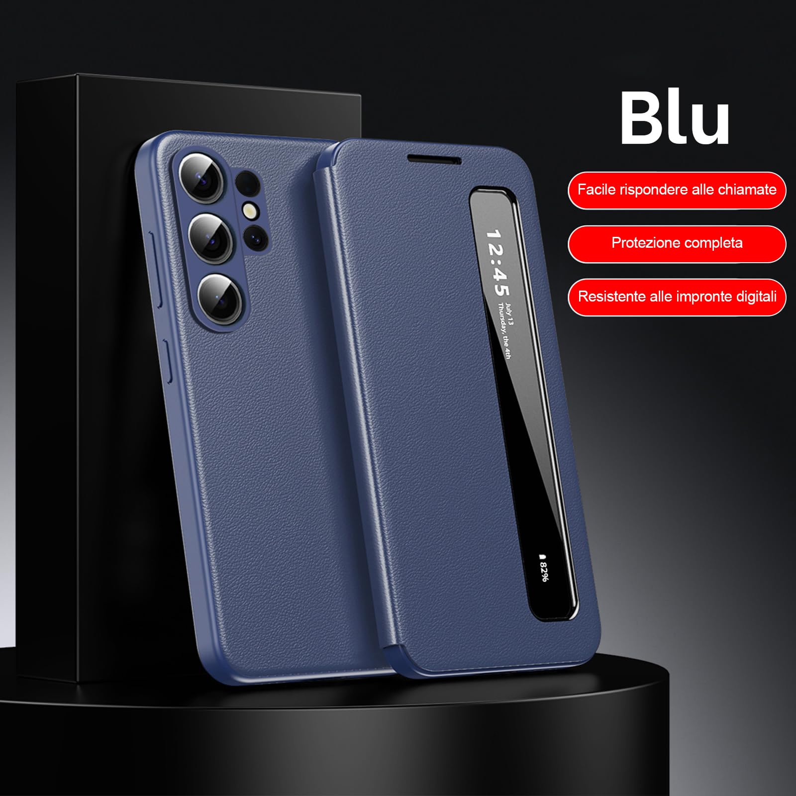 Cover per Samsung Galaxy S26 Ultra Custodia Pelle Portafoglio Flip a Libro con Porta Carte Slot Funzione Supporto Clear View Antiurto Caso Protezione Custodia per Samsung S26 Ultra 5G Case Blu