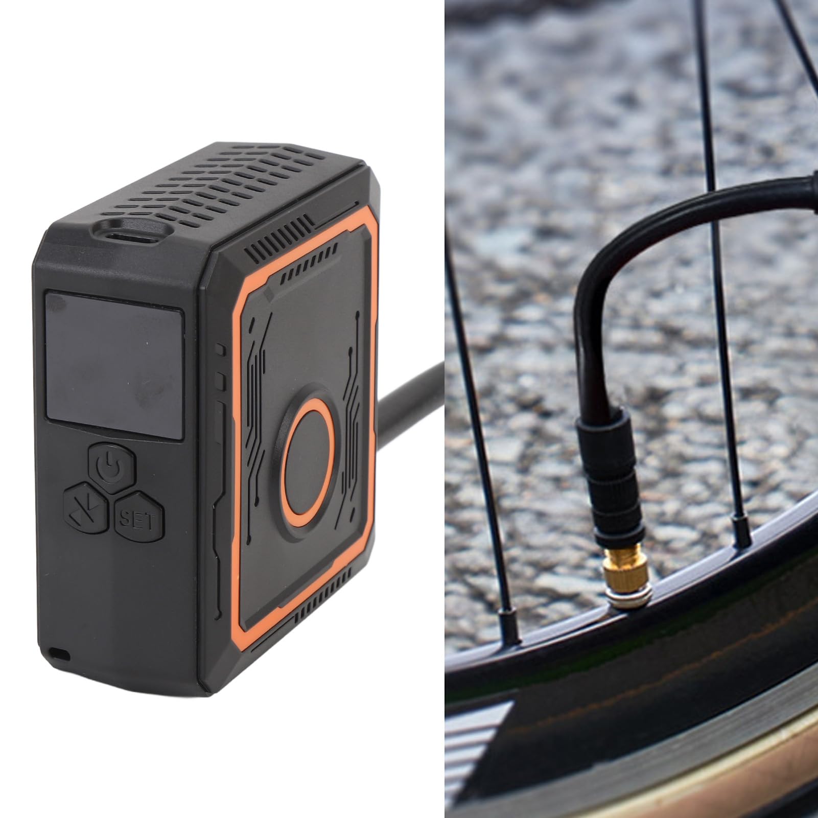 Bomba de aire eléctrica para bicicleta recargable, pantalla LED, inflador rápido inalámbrico de 150 Psi con batería de 2400 mAh para coche, motocicleta, balón, baloncesto, fútbol